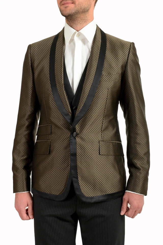 Traje de tres piezas Dolce & Gabbana de lana seda estampado geométrico dos botones para hombre Foto 4 de 4