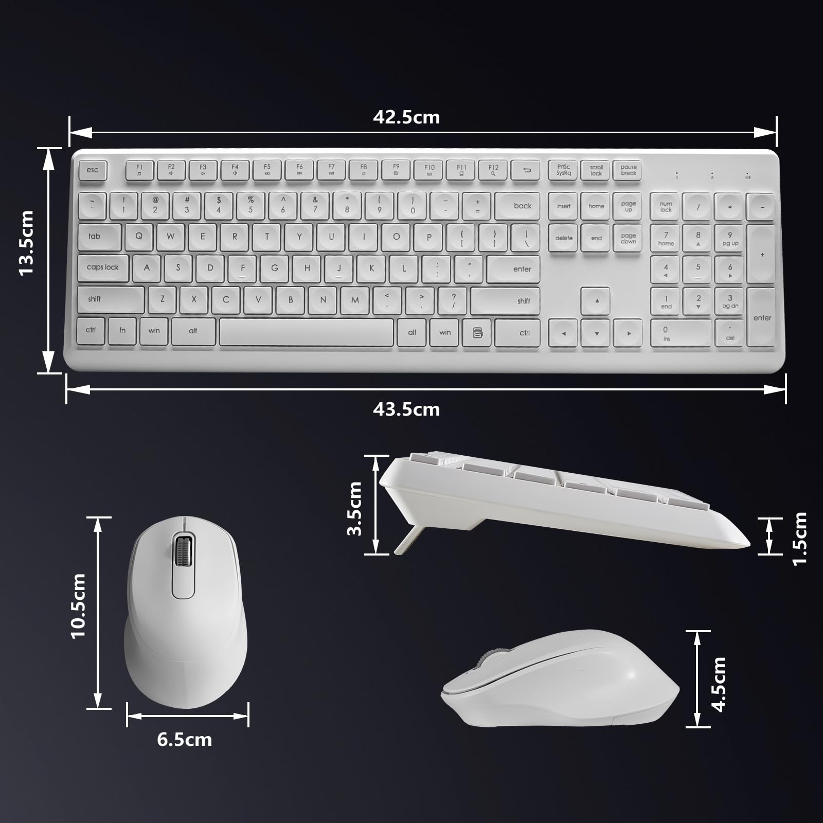 HUO JI Silent Wireless Keyboard and Mouse Combo, 2.4G Full-Size Thin ...