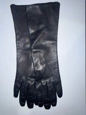 Vtg Long Gloves Black Leather Women's Sz 7.5 Made In Italy U
