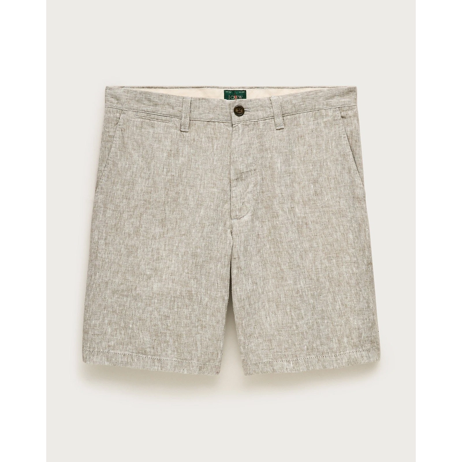 J.Crew Womens Beige Linen Shorts Elastic Back Waist Flat Front Old Money Preppy