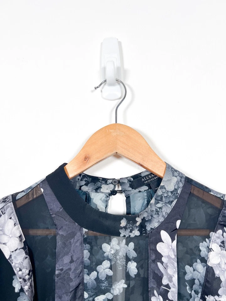 AllSaints Freya Venetia Dress UK 12 Midi Floral Steampunk Layered Parachute Goth — 第 4/4 张图片