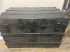 19" Brown Leather Flip Top Storage Chest Vintage — photo 2
