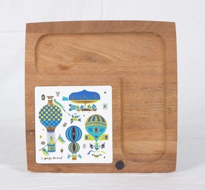 Wood cheese serving board, 8 1/2" x 8 1/2"