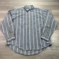 VINTAGE Levi's Silver Label Shirt Mens Large Gray Stripe Long Sleeve Button Up