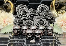 Natural Garnet in Black Tourmaline Skulls Free ship & Gift