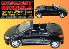 2007 Peugeot 206 Cc Coupe Cabriolet In Black 153 Scale Welly Diecast Model Car