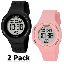 2 Pack Womens Girls Student Sport Digital Watch Waterproof Back Light LED Watch