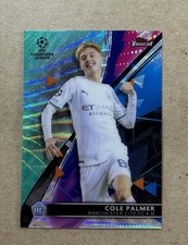 2021-22 Topps Finest UEFA Soccer Cole Palmer Manchester Aqua Rookie Card #’d /75. rookie card picture