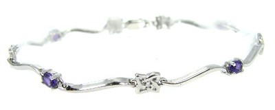 Armband 375 Weißgold Diamant Amethyst 0,605ct Ä981