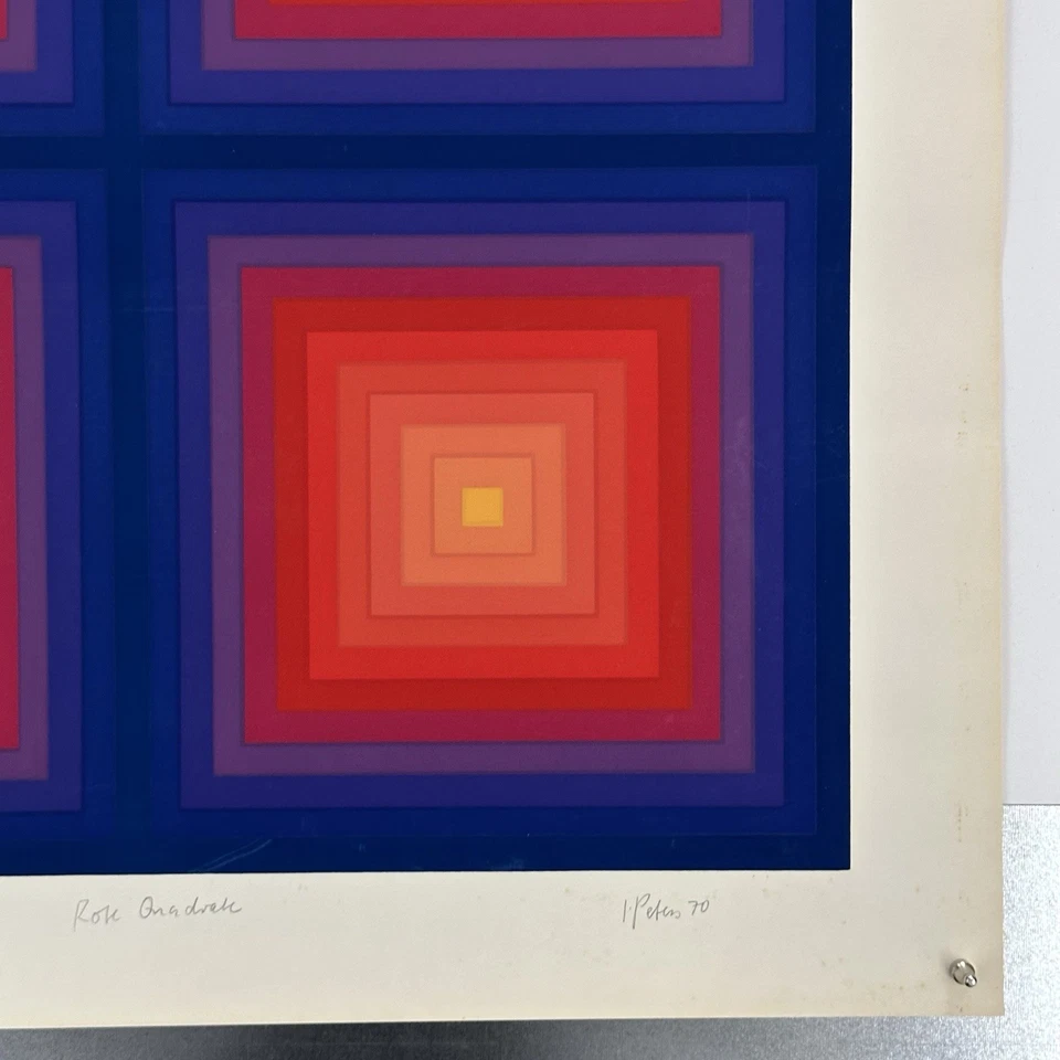Original JÜRGEN PETERS Handsignierte Serigraphie 1970 Siebdruck wie Josef Albers - Bild 4 von 4