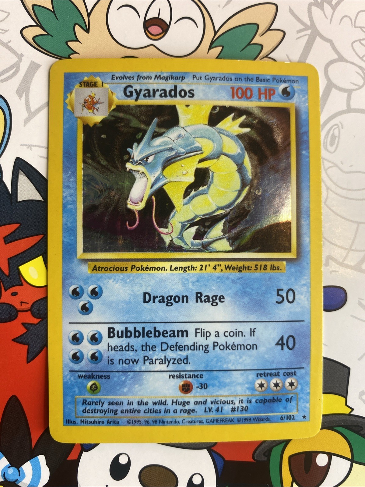 GYARADOS 6/102 HOLO HOLO RARE BASE SET UNLIMITED POKEMON MP