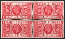 GB KGV  1935 SG454a 1d Jubilee Booklet Pane. Slightly trimmed as usual (BT145 )