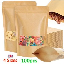 Kraft Paper Zip Food Storage Lock Bags Heat Seal Packaging Window Stand Up Pouch