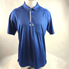 Oakley Polo Shirt Mens Medium Blue Short Sleeve Golf Performance Hydrolix Logo