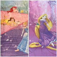 Disney Princess Twin Comforter Reversible Cinderella Belle Ariel Rapunzel