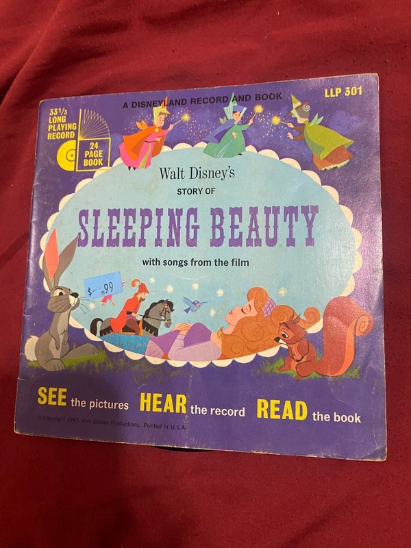 Walt Disney Sleeping Beauty 33 1/2 Record See Hear Read - 301 Vintage Storybook