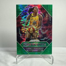 2021 Panini Prizm WNBA #19 - Chiney Ogwumike FIREWORKS Green Pulsar Prizm /25
