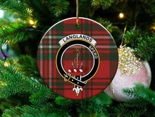 Langlands Clan Scottish Tartan Crest Ceramic Ornament
