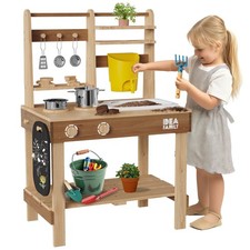 6 in 1 Mud Kitchen for Kids Outdoor with Wooden Sand Molds,Toddler Pretend Pl...