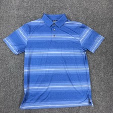 Ben Hogan Performance Polo Shirt Mens Medium Blue Striped Golf Short Sleeve