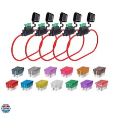 12 Gauge Fuse Holder ATC/ATO, 5 Packs in-Line Automotive Blade Fuse Holder wi...