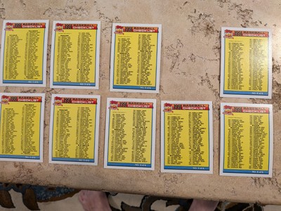 1991 Topps Baseball Five (5) Different Checklists.  Excellent Condition.  Plus 4