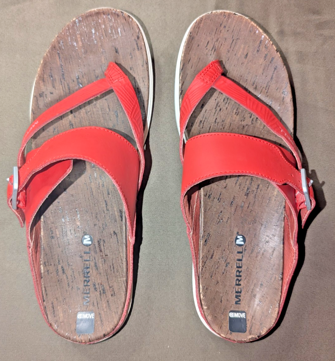 Merrell Around Town sandalo donna rosso fuoco taglia 11 fibbia stampa perizoma