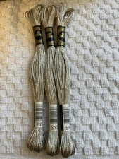 DMC Metallic Embroidery Floss 8.7yds Bright Silver- Free Shipping