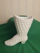 Fenton Art Glass Milk Glass Hobnail Boot