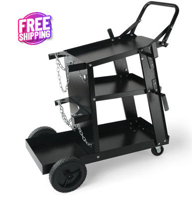 Carro de soldadura de 3 niveles, resistente, con capacidad de peso de 400 lb NEW