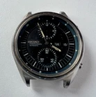 SEIKO 6138-3002 Automatic Chronograph Watch Vintage Mens JUMBO Black Dial 21 J