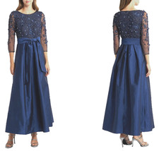 Pisarro Nights 3D Floral Bodice Beaded Gown Dress Sz 2 NEW 298 1695