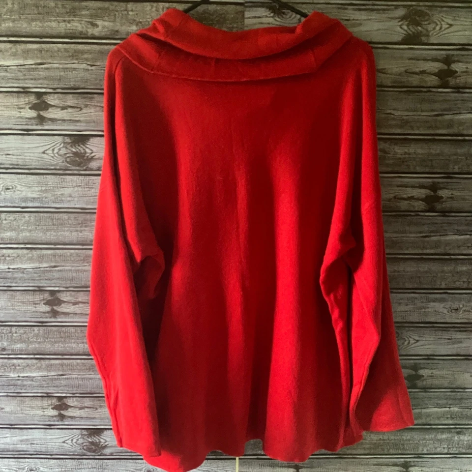 Suéter feminino Calvin Klein manga comprida gola alta tamanho G vermelho pulôver de férias - Imagem 2 de 4