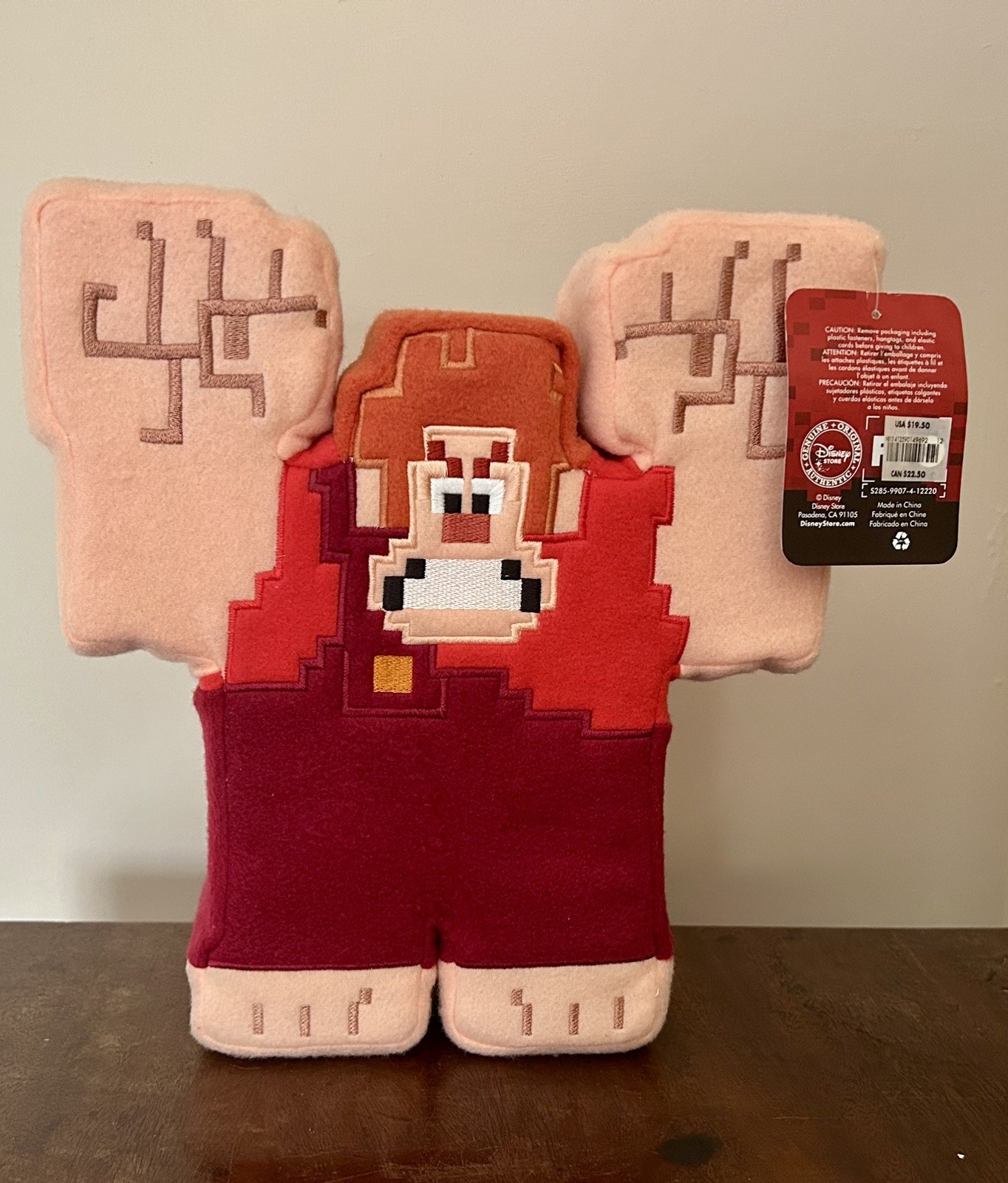 Exclusiva figura de peluche pixelada Wreck-it Ralph 11" de Disney Store * Con etiquetas