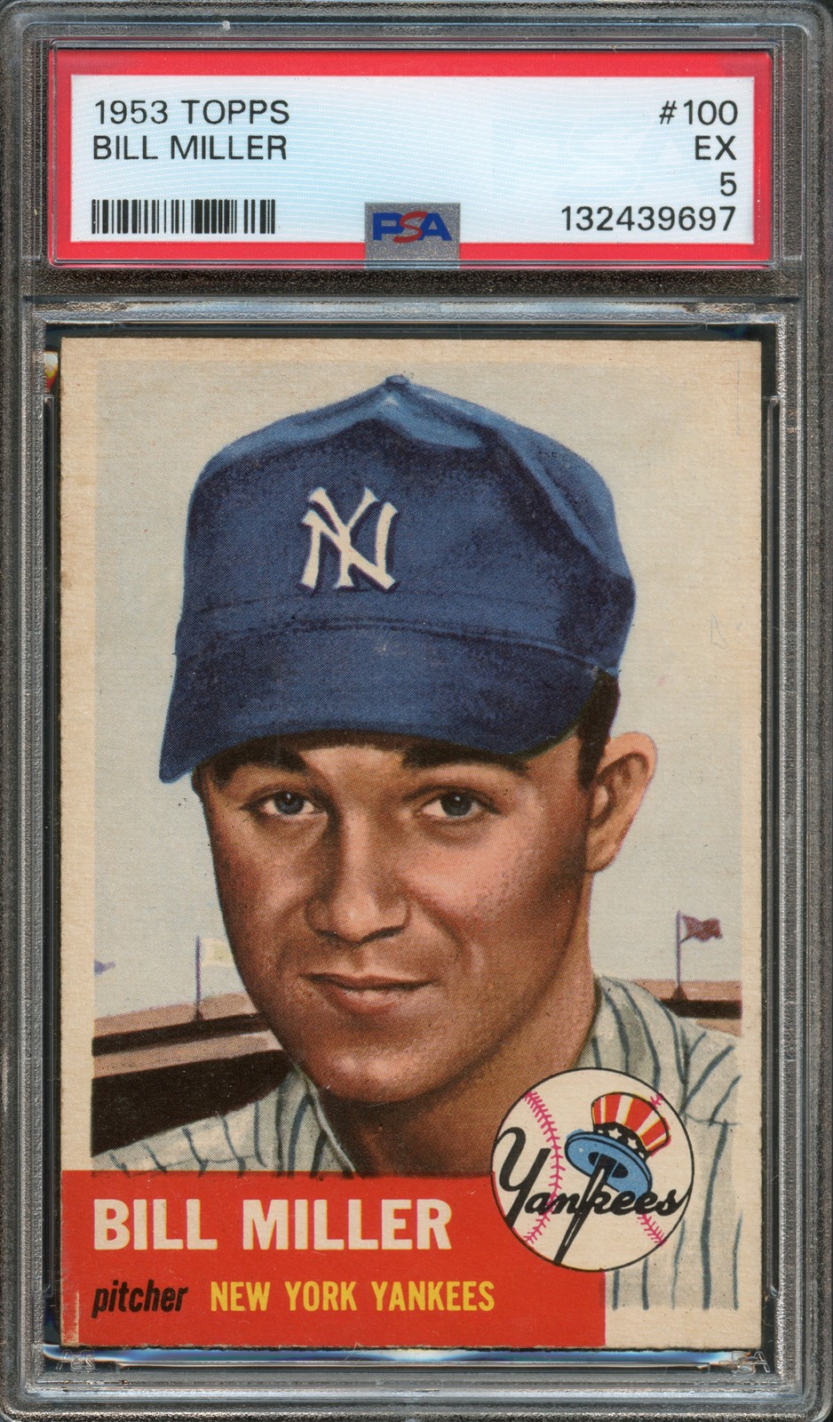 BB - 1953 - TOPPS - #100 - BILL MILLER - PSA 5 (EX)