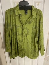 Ali Miles woven button-front tunic Green Embr...