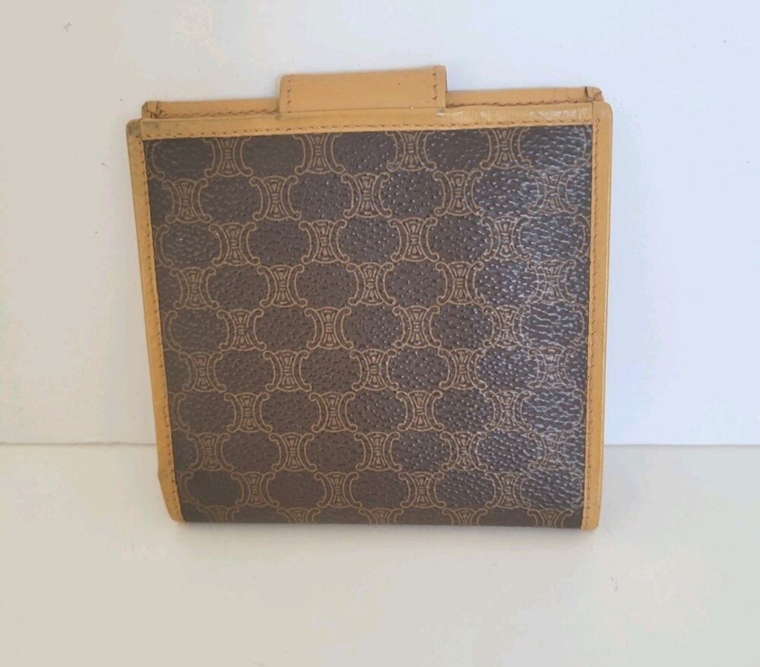 Celine Triomphe Macadam Vintage Canvas Leather Wallet Bifold