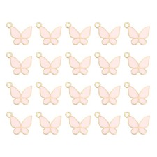20Pcs Butterfly Charm Alloy Gold Plated Butterfly Pendant Pink 17x15mm