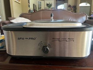 Spa Pro Electric Massage Stone Heater Stainless Steel Warming Unit w/ Lid
