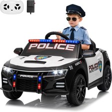 12V Police Car Ride On Car for Kids, Ride on Toy with Remote Control