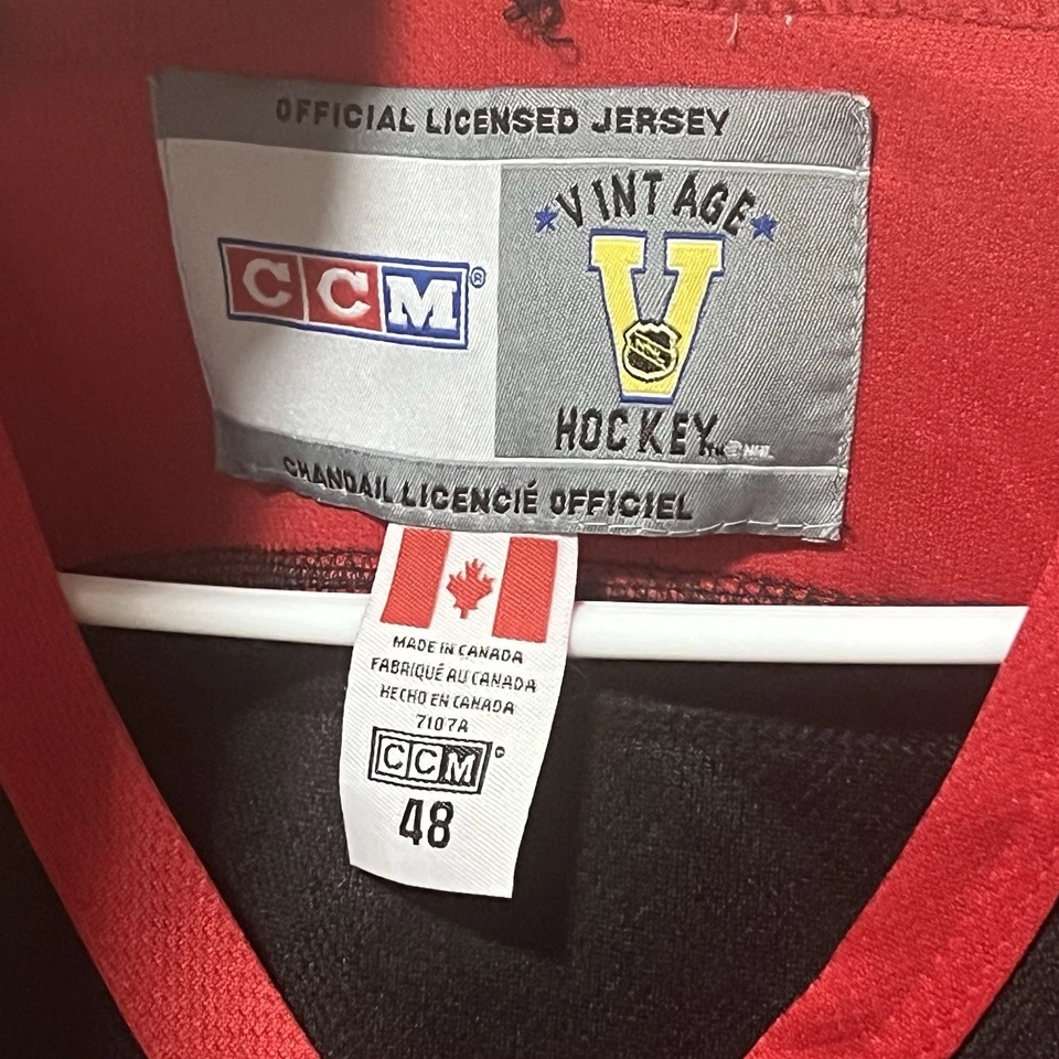 Винтажная хоккейная футболка Мариана Хоссы No81 Chicago Blackhawks 75th CCM для взрослых 48 НХЛ - Изображение 3 из 4