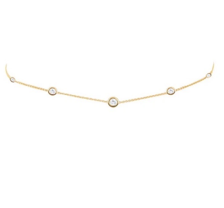 Logan Hollowell 5 Moonstone Orbit Bezel Choker Yellow Gold 14k