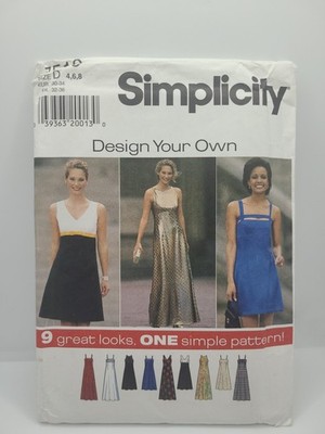 Vintage 90er Simplicity Schnittmuster 7510 Damen Design Your Own Kleid UK 4-8