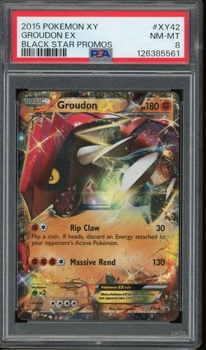 2015 POMEMON XY #XY42 GROUDON EX NM-MT PSA 8 BLACK STAR PROMOS