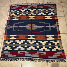 VTG Crown Crafts 100% Cotton Algodon Geometric Southwestern Throw 57x46”USA Made