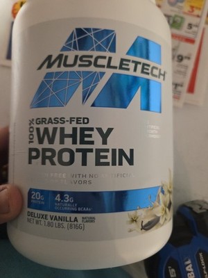 Muscletech Grass-Fed Whey Protein Powder (Deluxe Vanilla, 1.8LB) - Whey Protein