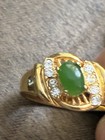 Vintage Real Jade Goldtone With Small Rhinestones Ring Size 7 — photo 6