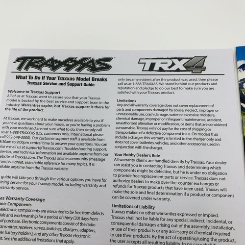 Traxxas TRX4 TRX-4 Trail Crawler Model 82056-4 Quick Start Guide Manual Pack New - Picture 6 of 12