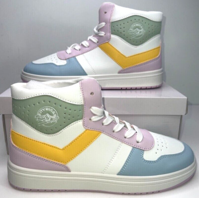 Pony City Wings Hi Sneakers White Pastel Multi Color PP2 Shoes High Women's 8 M