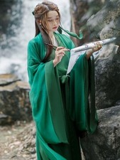 Women Ancient Green Hanfu Female Halloween Cosplay Swordsman Girl Adult Costume